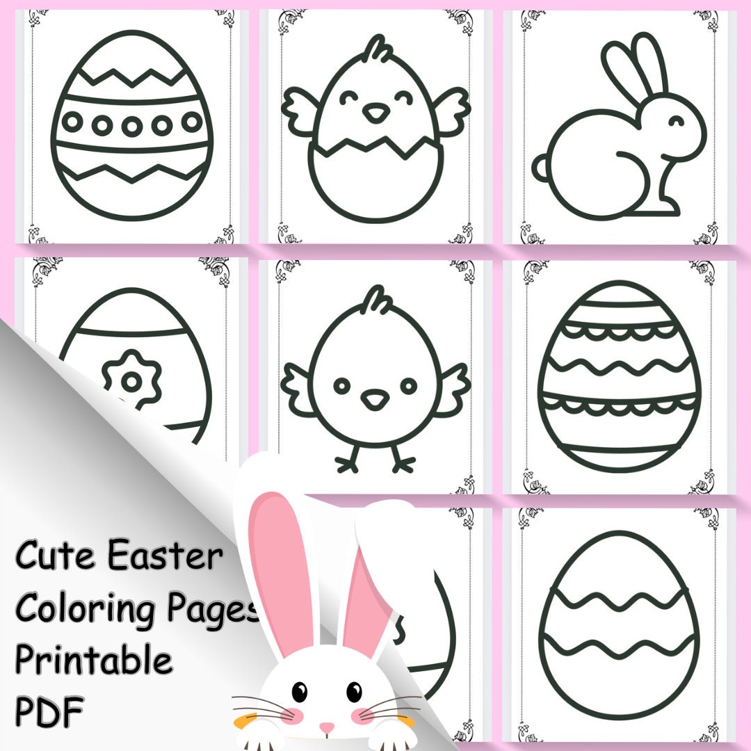 Cute Easter Colouring Pages. 15 Printable Pages for Kids. Easy PDF ...