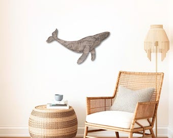 Rustic Reclaimed Wood Whale: Coastal Wall Decor (27.5 Inch)