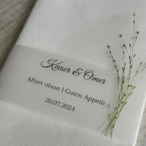 Banderol voor servetten op bruiloften/verlovingen/verjaardagen etc. Bruiloftsdecoratie, gepersonaliseerde servetten, tafeldecoratie, servettenbanner
