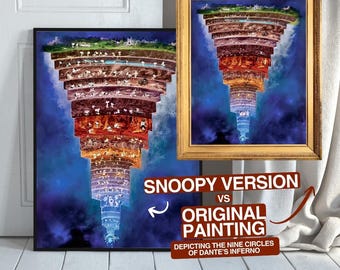 Snoopy&#39;s Inferno - Original Artwork - Snoopy Poster - Dante&#39;s Inferno Poster - Snoopy Purgatory