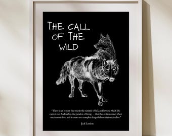Literary Posters -  DIGITAL FILE - Stylish Gothic Classic Literature Posters - Call of the Wild, Jack London - Cool Book Lover Poster