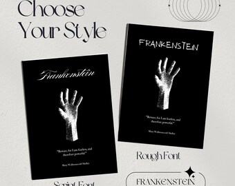 Frankenstein by Mary Shelley - Literary Poster -  DIGITAL FILE - Stylish Gothic Classic Literature Posters - Cool Book Lover Poster