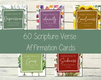 Tarjetas de afirmación de versículos de las Escrituras, tarjetas de versículos de la Biblia, tarjetas de versículos de las Escrituras para la salud mental, tarjetas de la Biblia para la salud mental