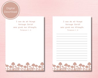 Christian stationery, cute stationery, mushroom stationery, aesthetic stationery, printable stationery, digital stationery, verse stationery