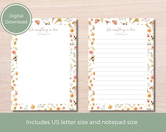 Christian stationery, mushroom stationery, floral stationery, printable stationery, aesthetic stationery, cute stationery, digital notes