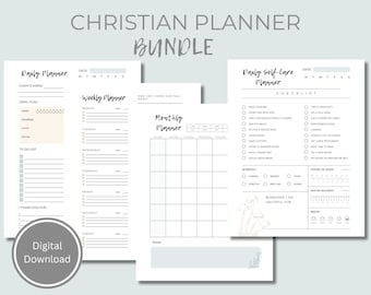 Christian planner bundle, daily planner, weekly planner, monthly planner, self-care planner, printable planner, digital planner