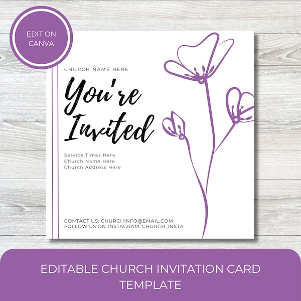 Church invitation card template | printable church invitation card | digital church card | Christian card | invitation card | card template