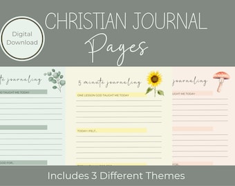 Christian journal, 5-minute journaling, printable journal, digital journal, Christian printable journal, bible notes, bible journal