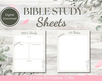 Bible study worksheets, Bible plan notes, Bible journal, Scripture notes, Christian notes, Bible study sheets, Digital downloads, Printable