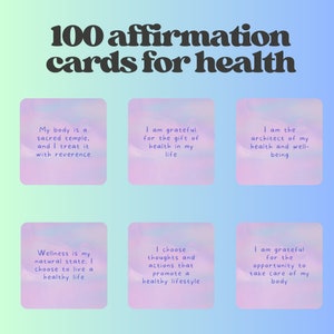 Cartes d'affirmation de santé | Affirmations positives de bien-être | Santé au quotidien | Prendre soin de soi | Santé mentale | Positivité corporelle | Pensées curatives