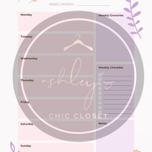 Floral Weekly Meal Planner