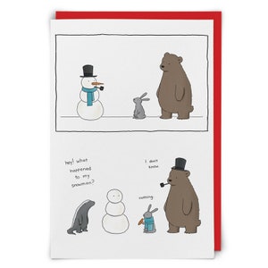 Snowman Card | Funny Christmas card | For him her them | Snow | Humor | Partner | Hilarious | Animals | Snowman | Friend | Xmas |
