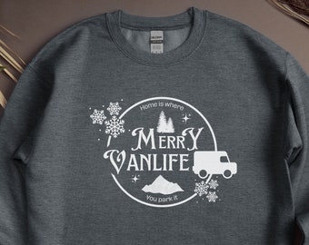 Vanlife Christmas sweatshirt, Home Is Where You Park It, Van Life, Travel Gift, Outdoor Adventure, Unisex Heavy Blend™ Crewneck Sweatshirt