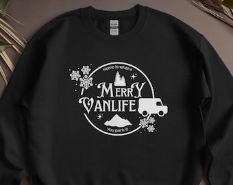Vanlife Christmas sweatshirt, Home Is Where You Park It, Van Life, Travel Gift, Outdoor Adventure, Unisex Heavy Blend™ Crewneck Sweatshirt
