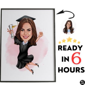 Regalo de graduación para ella, promoción de 2022, regalo de graduación para hija, hermana, mejores amigas, retrato de graduación, impresión personalizada, estudiante