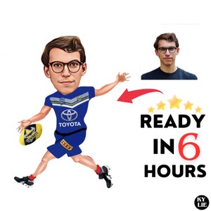 Rugby Player Gift - Custom Cartoon Portrait from Photo / rugby gifts / rugby coach gift / rugby team gifts / rugby wall art