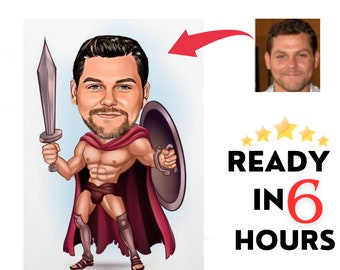 Rome soldier, Soldier Rome Gladiator, Custom Portrait, Custom Man Portrait from Photo, Unique Gift for him, Roman Centurion, Rome Legionary