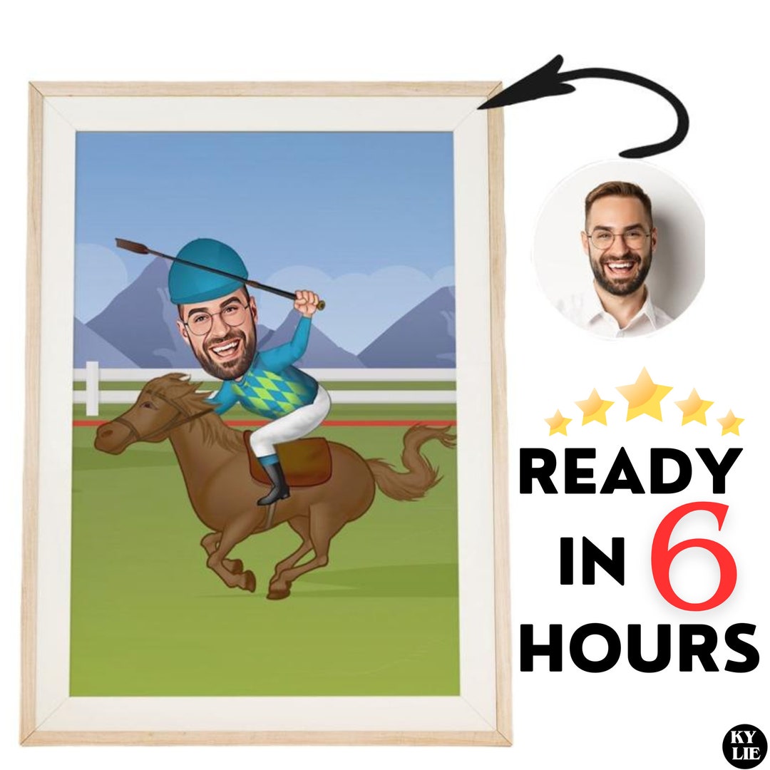 Personalized Horse Racing Cartoon Jockey, Gift for Brother, Father and