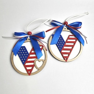 Handcrafted US Flag Veterans Ornament Patriotic Keepsake Wooden Military Tribute, Rustic Veteran Gift Perfect for Veterans Day & Christmas