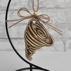 Tornado Christmas Ornament, Engraved Funnel Twisters Dimensional Meteorologist Gift Hanging Décor For Storm Chaser Tornado Alley