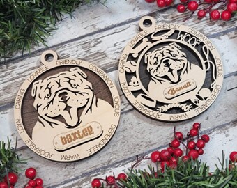 Bulldog Personalized Dog Ornament, Wooden Custom Pet Decoration New Pet Gift For Doggie Mom Dog Dad Puppy Decor, Bulldog Ornaments Exchange