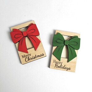 Porta-cartão-presente com laço 3D, caixa de cartão de Natal, cartão de dinheiro para festas, presente de exibição para professores, funcionários, colegas de trabalho, adolescentes, meia de Natal, coquete