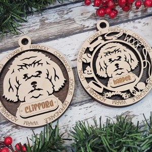 Maltipoo Personalized Dog Ornament, Wooden Custom Pet Decoration New Pet Gift For Doggie Mom Dog Dad Puppy Wood Maltipoo Decor Ornaments