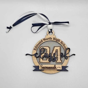 Personalized Class of 24 Graduation Gift Modern Script Class of 2024 Graduation Ornament Custom Laser Engraved Wood Charm Grad School Name