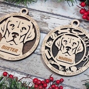 Labrador Retriever Personalized Dog Ornament, Wooden Custom Pet Decoration New Pet Gift For Doggie Mom Dog Dad Puppy Decor, Lab Ornaments