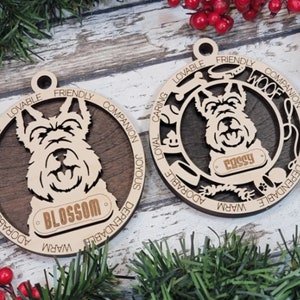 Scottish Terrier Personalized Dog Ornament, Wooden Custom Pet Decoration New Pet Gift For Doggie Mom Dog Dad Puppy Scottish Terrier Decor