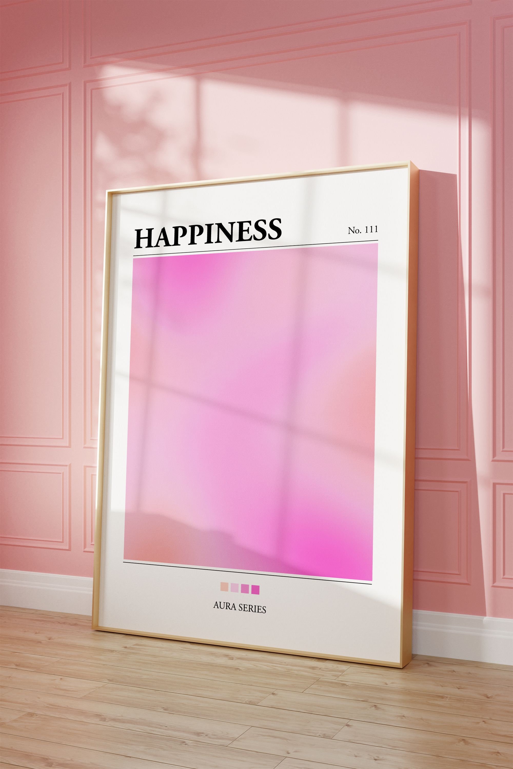 Sentimental Posters Spiritual Printable Posters Set of 3, Pink Grainy Gradient, Happiness ...