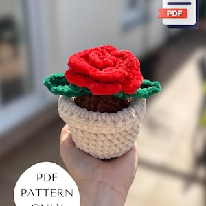 POTTED ROSE PATTERN - Crochet pattern - amigurumi - plushie