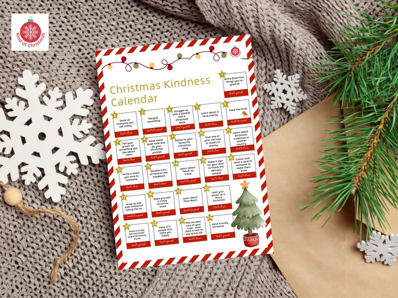 Christmas Kindness Calendar Etsy