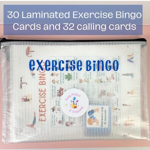 Tarjetas de bingo laminadas para ejercicios / Actividad de recreo en interiores / Actividad de ejercicio para niños
