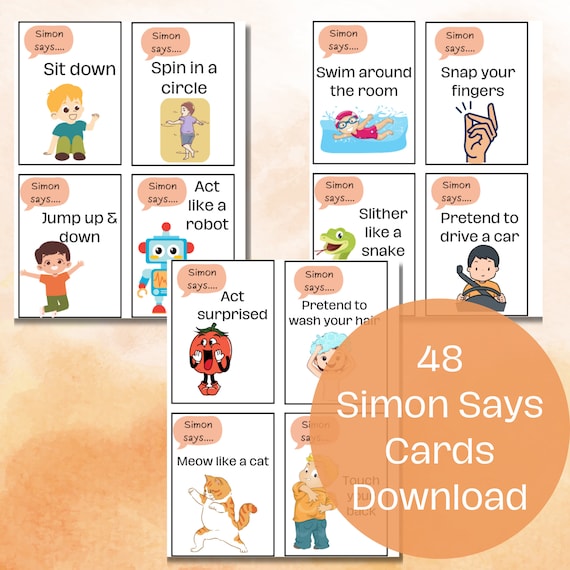 Simon Says Cards | Indoor Recess Activities | Kid Games | Instant Download