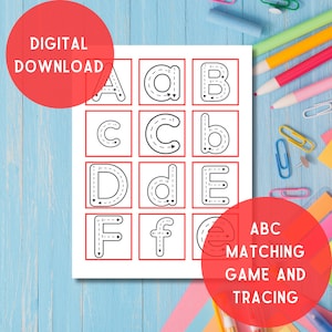 ABC Matching Game | Digital Download | Letter Tracing | Kids Printables