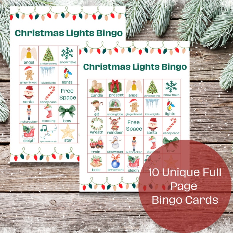 Christmas Lights Bingo Cards Instant Download - Etsy