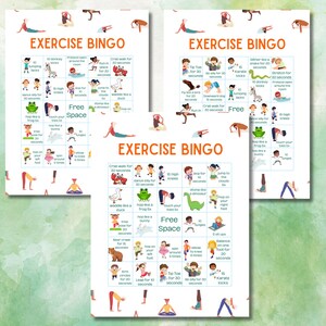 Übung Bingo Herunterladen | Kids Indoor Pausenaktivität | Klassenzimmer zum Ausdrucken Bild 2
