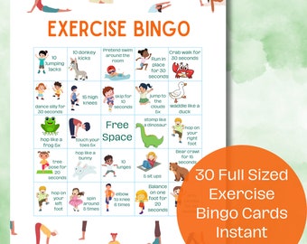 Bingo voor oefeningen downloaden | Binnenspeelactiviteit voor kinderen | Afdrukbaar in de klas