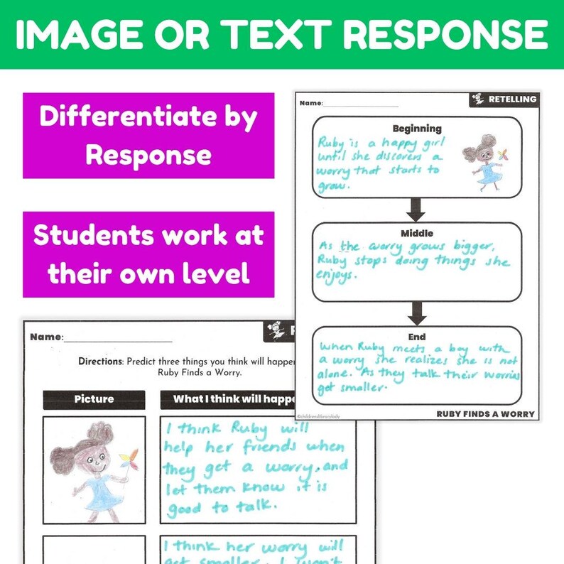Ruby Finds a Worry Activities - Reading Comprehension and Literacy ...