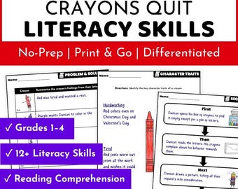 The Day the Crayons Quit Book Activities - Reading Comprehension Literacy Skills
