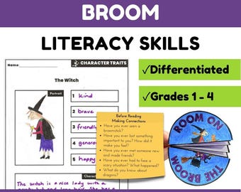 Room on the Broom Activities - Reading Comprehension & Literacy Skills Activities - US/UK Versions Halloween