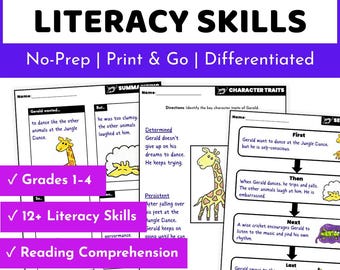 Giraffes Can't Dance Activities - Reading Comprehension and Literacy Skills