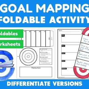 Nouvel An 2025 | Définition et cartographie des objectifs | Livre interactif pliable et feuilles de travail | Activités d'établissement d'objectifs | Lettre US
