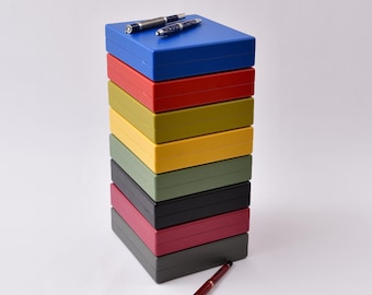 Handcrafted Wooden Pen Box | 6 Pen Holder | Soft Lining | Magnetic Closure | Desk Organizer - Multiple Color Variations