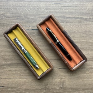 Handcrafted Solid Wood Pen Tray, Elegant and Functional, 2 Pen Compartments,Pen Tray,Handcrafted Wooden Desk Set | Office Accessories