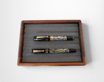 Handcrafted Wooden Pen Tray – Desk Organizer with Purple Lining