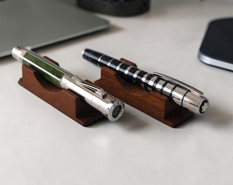Handcrafted Iroko Wood Pen Stand,  Minimalist Desk Organizer