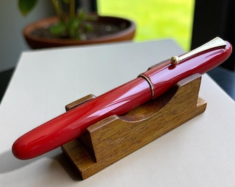 Handcrafted Iroko Wood Pen Stand,  Minimalist Desk Organizer