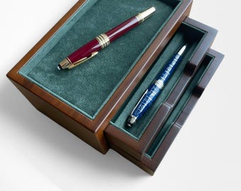 Handcrafted Wooden pen Box, Ebony and Walnut Pen Boxes, Pencil Holders, Glasses Cases, and Desk Organizers